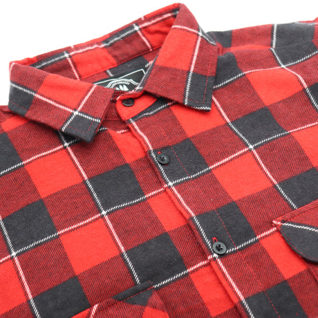 Men's 100% Cotton Flannelette Shirt Long Sleeve Plaid Check Flannel w Pockets, Lumberjack Red Buffalo Plaid, 3XL