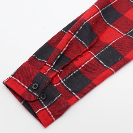 Men's 100% Cotton Flannelette Shirt Long Sleeve Plaid Check Flannel w Pockets, Lumberjack Red Buffalo Plaid, 3XL