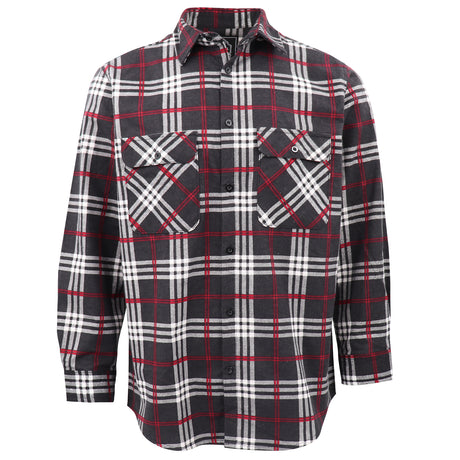 Men's 100% Cotton Flannelette Shirt Long Sleeve Plaid Check Flannel w Pockets, Shadow Glen Plaid, L