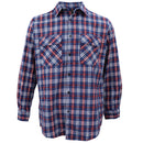 Men's 100% Cotton Flannelette Shirt Long Sleeve Plaid Check Flannel w Pockets, Patriot Blue Plaid, L