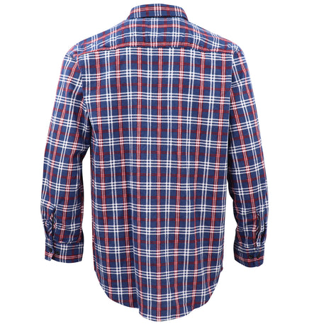 Men's 100% Cotton Flannelette Shirt Long Sleeve Plaid Check Flannel w Pockets, Patriot Blue Plaid, L