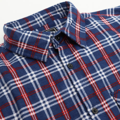 Men's 100% Cotton Flannelette Shirt Long Sleeve Plaid Check Flannel w Pockets, Patriot Blue Plaid, L