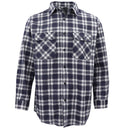 Men's 100% Cotton Flannelette Shirt Long Sleeve Plaid Check Flannel w Pockets, Midnight Navy Plaid, XL