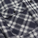 Men's 100% Cotton Flannelette Shirt Long Sleeve Plaid Check Flannel w Pockets, Midnight Navy Plaid, XL