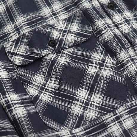 Men's 100% Cotton Flannelette Shirt Long Sleeve Plaid Check Flannel w Pockets, Midnight Navy Plaid, XL