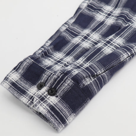 Men's 100% Cotton Flannelette Shirt Long Sleeve Plaid Check Flannel w Pockets, Midnight Navy Plaid, XL