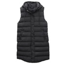 Women's Longline Padded Vest Hooded Jacket Puffer Puffy Quilted Zip Coat Gilet, Black, 10