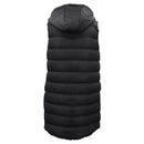 Women's Longline Padded Vest Hooded Jacket Puffer Puffy Quilted Zip Coat Gilet, Black, 10