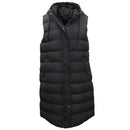 Women's Longline Padded Vest Hooded Jacket Puffer Puffy Quilted Zip Coat Gilet, Black, 12