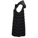 Women's Longline Padded Vest Hooded Jacket Puffer Puffy Quilted Zip Coat Gilet, Black, 12