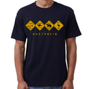 Adult Unisex 100% Cotton T Shirt Australia Wildlife Road Sign Souvenir Tee Tops, Navy, 2XL