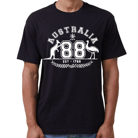 Adult Unisex 100% Cotton T Shirt Australia Kangaroo Emu Aussie Souvenir Tee Tops, Black, XL