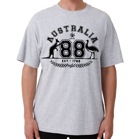 Adult Unisex 100% Cotton T Shirt Australia Kangaroo Emu Aussie Souvenir Tee Tops, Grey, M