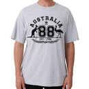 Adult Unisex 100% Cotton T Shirt Australia Kangaroo Emu Aussie Souvenir Tee Tops, Grey, L