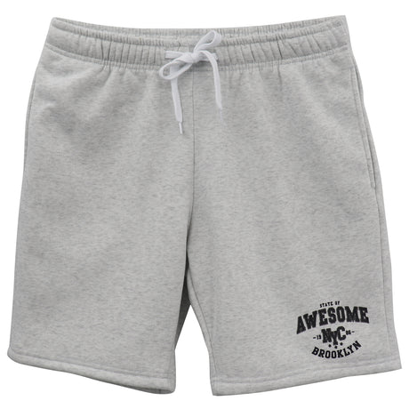 Men's Fleece Shorts Casual Sports Sweat Pants w Elastic Waist Drawstring Pockets, Light Grey, S
