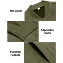 Men's Varsity Bomber Flight Jacket Breathable Windbreaker Zip Coat Faux Leather, Green, L