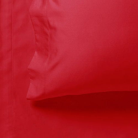 1000TC Ultra Soft Queen Size Bed Red Flat & Fitted Sheet Set