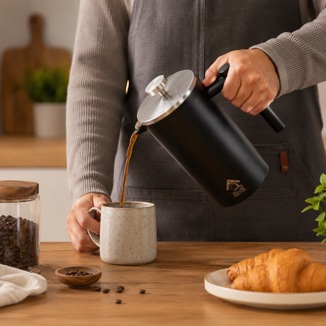 Black French Press Coffee Maker Plunger 1000ml