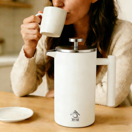White French Press Coffee Maker Plunger 1000ml