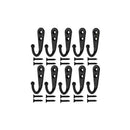 10Pcs Wall Hooks Heavy Duty Coat Hat Robe Hanger Double Hole Zinc Alloy Vintage - Black