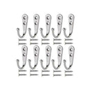 10Pcs Wall Hooks Heavy Duty Coat Hat Robe Hanger Double Hole Zinc Alloy Vintage - Black