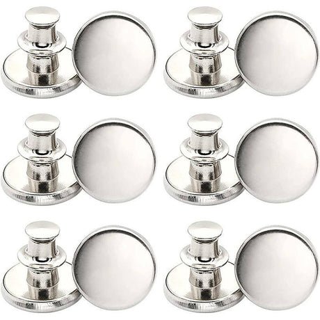 8X Button Pins For Jeans Pants No Sew Instant Adjustable Jean Button Replacement - 6sets Silver Button Pins