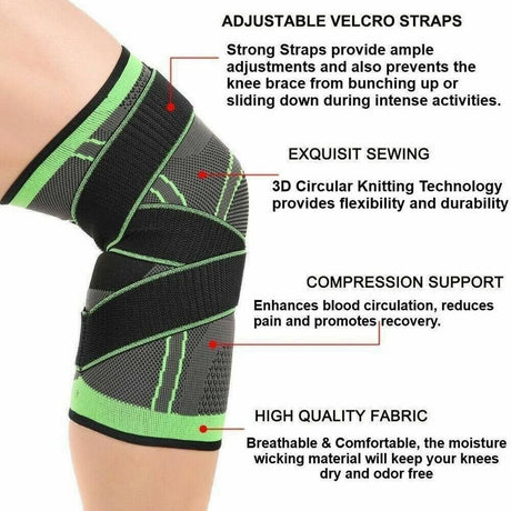 3D Weaving Knee Brace Breathable Sleeve Support Running Jogging Joint Pain Leg Black - Black-S