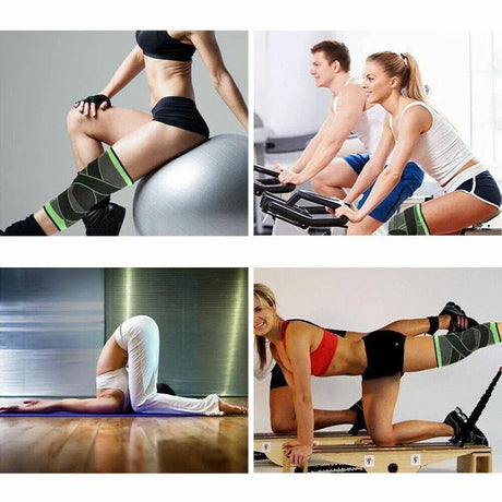 3D Weaving Knee Brace Breathable Sleeve Support Running Jogging Joint Pain Leg Black - Black-L