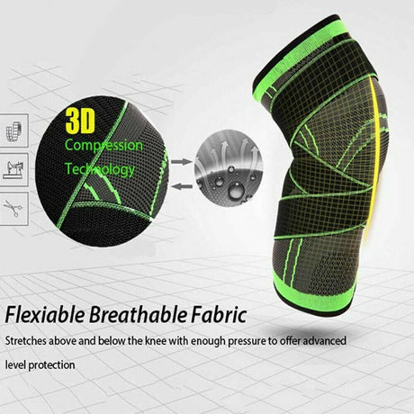 3D Weaving Knee Brace Breathable Sleeve Support Running Jogging Joint Pain Leg Black - Black-L