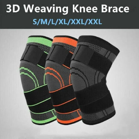 3D Weaving Knee Brace Breathable Sleeve Support Running Jogging Joint Pain Leg Green - Green-M