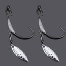 Weedless Jighead Hook Swimbait Worm Fishing Lure Wide Gap Single Barbed Spinner - 1/0#