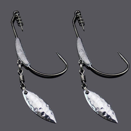 Weedless Jighead Hook Swimbait Worm Fishing Lure Wide Gap Single Barbed Spinner - 1/0#