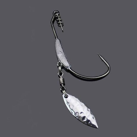 Weedless Jighead Hook Swimbait Worm Fishing Lure Wide Gap Single Barbed Spinner - 1/0#