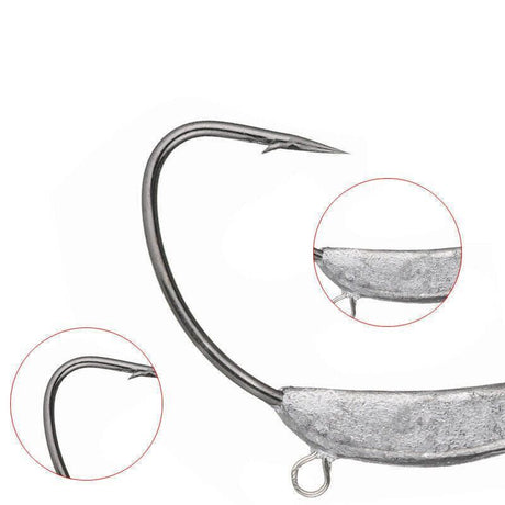 Weedless Jighead Hook Swimbait Worm Fishing Lure Wide Gap Single Barbed Spinner - 2/0#