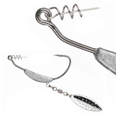 Weedless Jighead Hook Swimbait Worm Fishing Lure Wide Gap Single Barbed Spinner - 3/0#