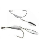 Weedless Jighead Hook Swimbait Worm Fishing Lure Wide Gap Single Barbed Spinner - 3/0#
