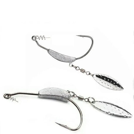Weedless Jighead Hook Swimbait Worm Fishing Lure Wide Gap Single Barbed Spinner - 3/0#