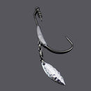 Weedless Jighead Hook Swimbait Worm Fishing Lure Wide Gap Single Barbed Spinner - 3/0#