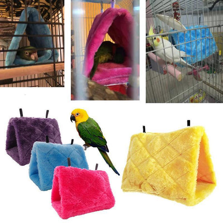 Pet Bird Parrot Parakeet Budgie Warm Hammock Cage Hut Tent Bed Hanging Cave - Grey