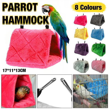 Pet Bird Parrot Parakeet Budgie Warm Hammock Cage Hut Tent Bed Hanging Cave - Pink