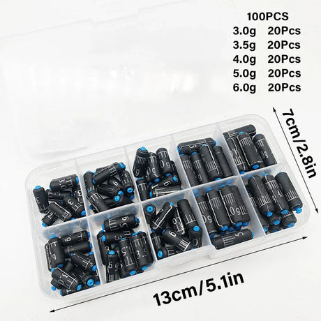 100pcs Graduated Soft Core Fishing Lead Sinkers Quick Drop Weights Tackle Set