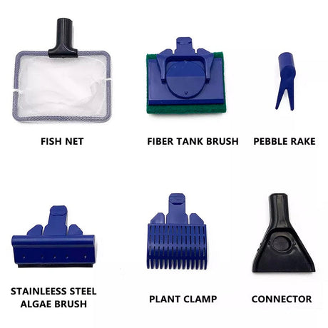 5 in1 Water Aquarium Cleaning Tool Fish Tank Gravel Vacuum Glass Cleaner Brush
