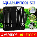 Stainless Steel Aquarium Tool Set Tweezers Scissors Spatula Kit 4 5 6PCS - 6PCS Tool + Bag
