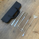 Stainless Steel Aquarium Tool Set Tweezers Scissors Spatula Kit 4 5 6PCS - 6PCS Tool + Bag