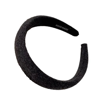 Ladies Headband Padded Hairband Wide Sponge Hair Hoop Solid Colour Accessories - Black