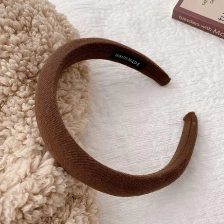 Ladies Headband Padded Hairband Wide Sponge Hair Hoop Solid Colour Accessories - Black
