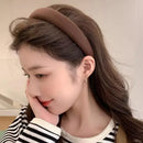Ladies Headband Padded Hairband Wide Sponge Hair Hoop Solid Colour Accessories - Dark Coffee