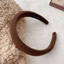 Ladies Headband Padded Hairband Wide Sponge Hair Hoop Solid Colour Accessories - Light Coffee