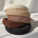 Ladies Headband Padded Hairband Wide Sponge Hair Hoop Solid Colour Accessories - White