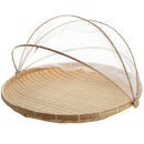 Bamboo Storage Basket with Mesh Cover for Fruit Vegetables Food Buns Kitchen - 42CM
